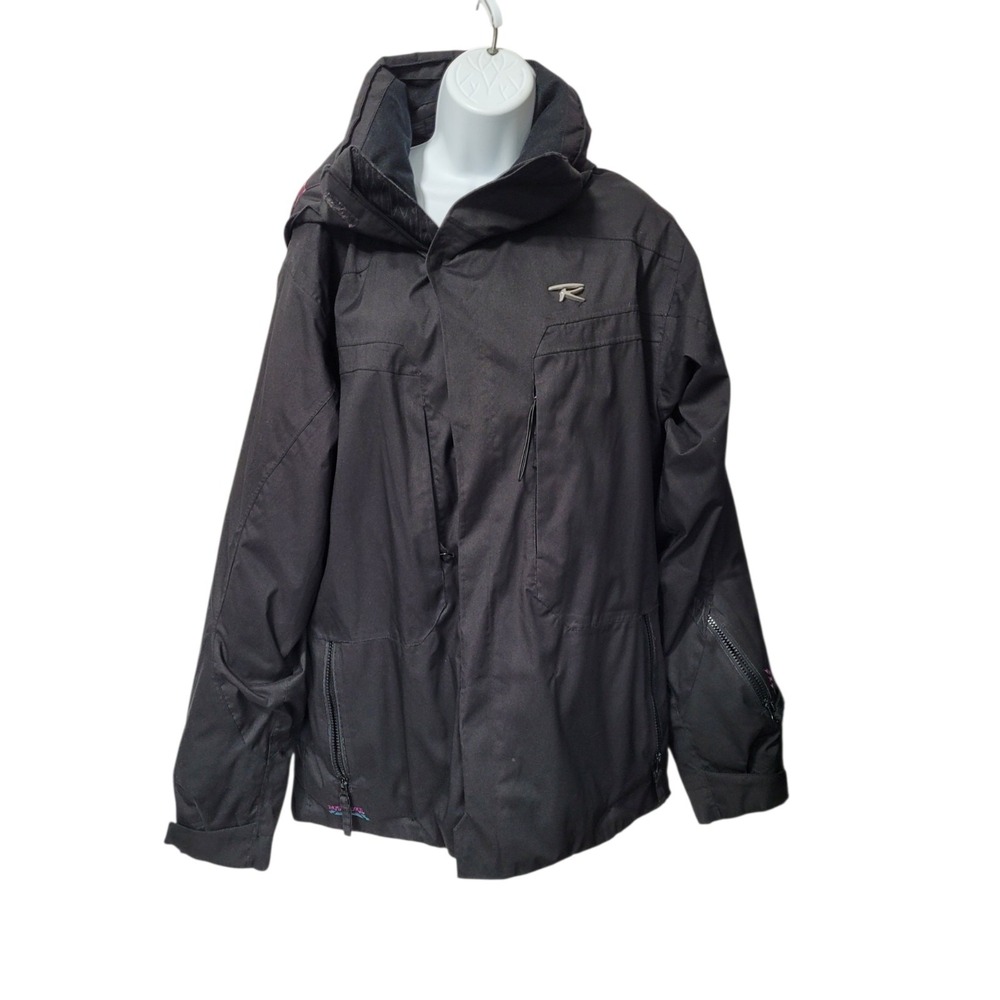Rossignol Ski Snowboard Jacket Mens L Black Expert 10K High Neck Hood